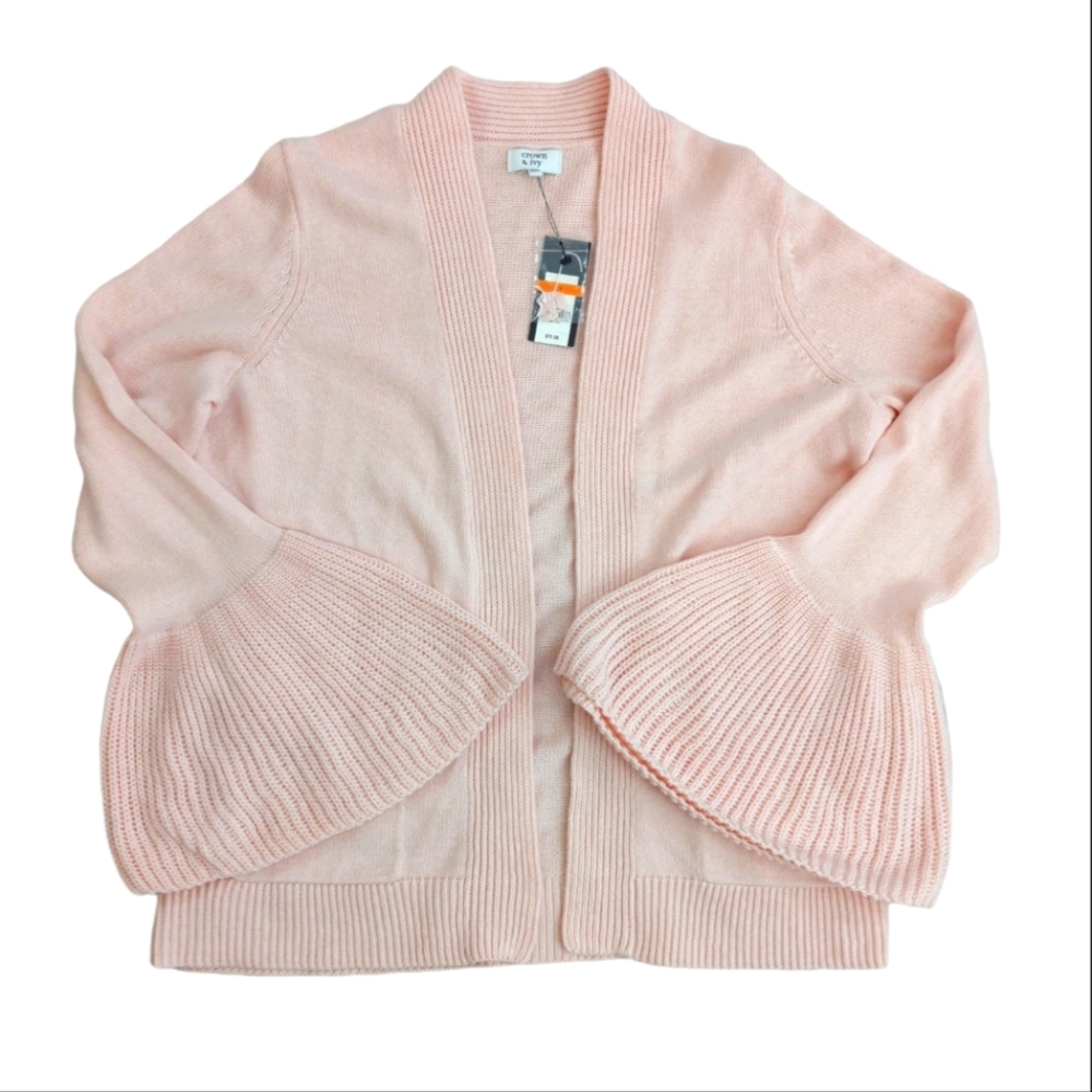 Crown & Ivy cardigan wrap sweater, pink, pillar pin, women's Small, NWT